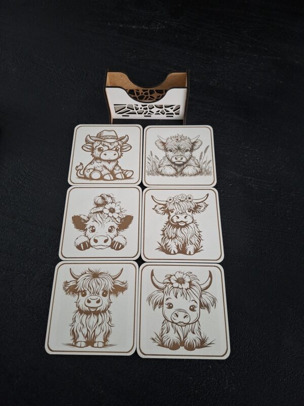 Onderzetters Highlandcow wit